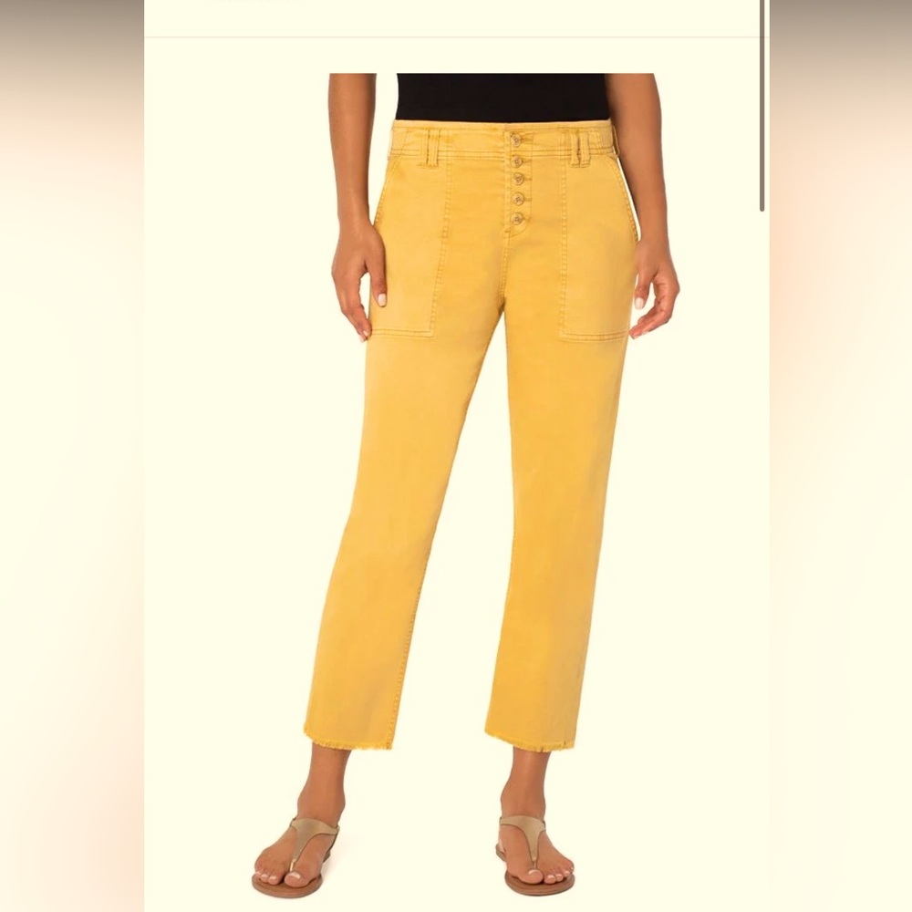 ✂️Liverpool pants - light mustard yellow hi-rise cropped straight w/button fly